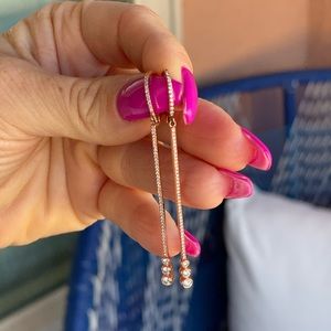 SOLD 14k Rose Gold Diamond Linear Drop Earrinngs